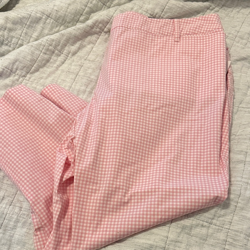 Talbots Pink Gingham Straight-Leg Pants